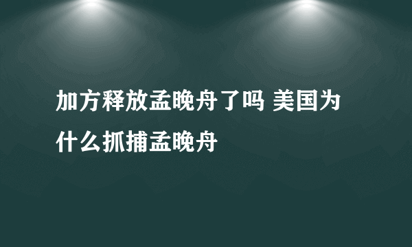 加方释放孟晚舟了吗 美国为什么抓捕孟晚舟