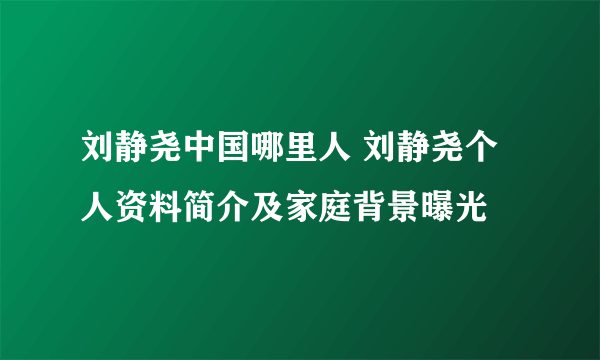 刘静尧中国哪里人 刘静尧个人资料简介及家庭背景曝光