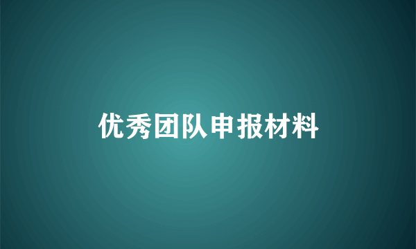 优秀团队申报材料