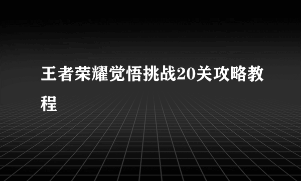 王者荣耀觉悟挑战20关攻略教程