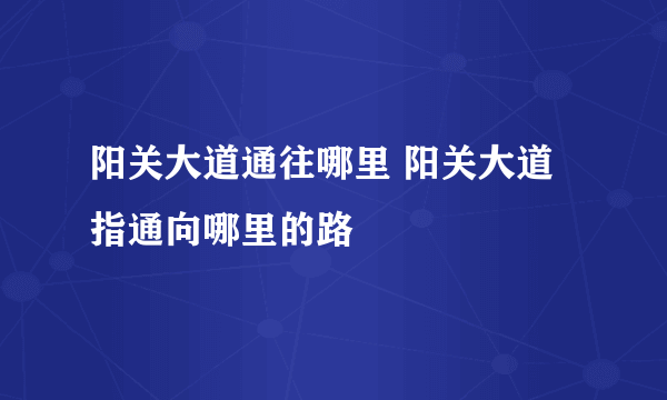 阳关大道通往哪里 阳关大道指通向哪里的路