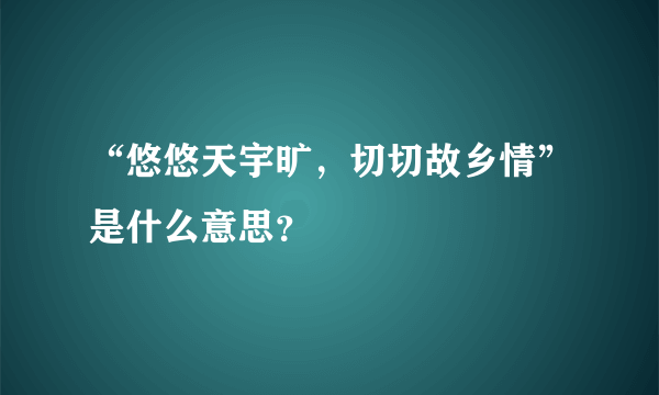 “悠悠天宇旷，切切故乡情”是什么意思？