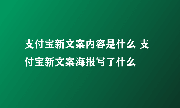 支付宝新文案内容是什么 支付宝新文案海报写了什么