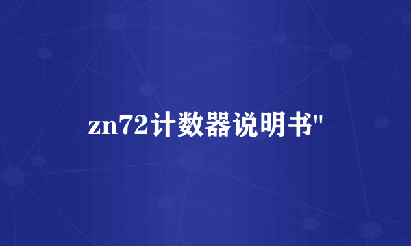 zn72计数器说明书