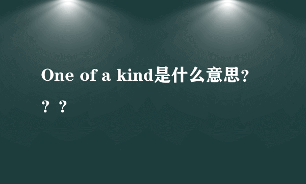 One of a kind是什么意思？？？