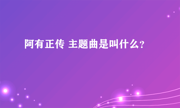 阿有正传 主题曲是叫什么？