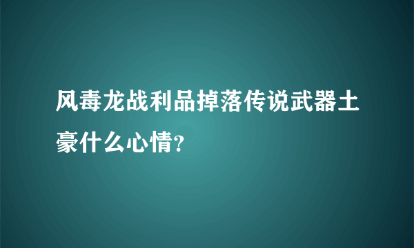 风毒龙战利品掉落传说武器土豪什么心情？