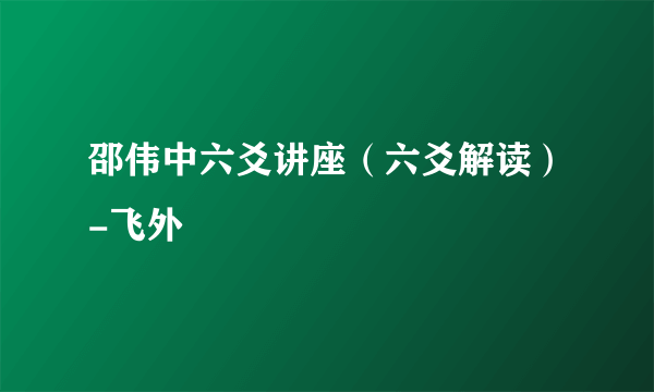 邵伟中六爻讲座（六爻解读）-飞外