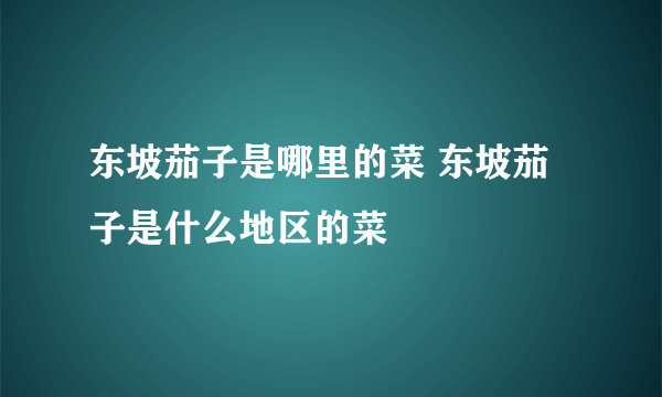 东坡茄子是哪里的菜 东坡茄子是什么地区的菜