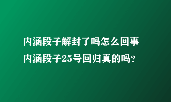 内涵段子解封了吗怎么回事 内涵段子25号回归真的吗？