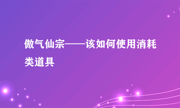 傲气仙宗——该如何使用消耗类道具