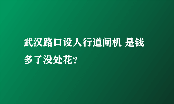 武汉路口设人行道闸机 是钱多了没处花？