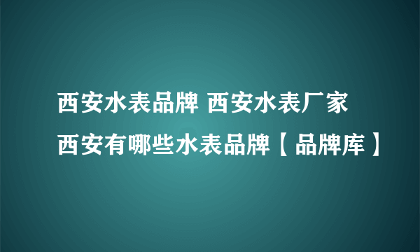 西安水表品牌 西安水表厂家 西安有哪些水表品牌【品牌库】