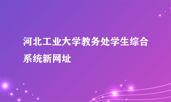 河北工业大学教务处学生综合系统新网址