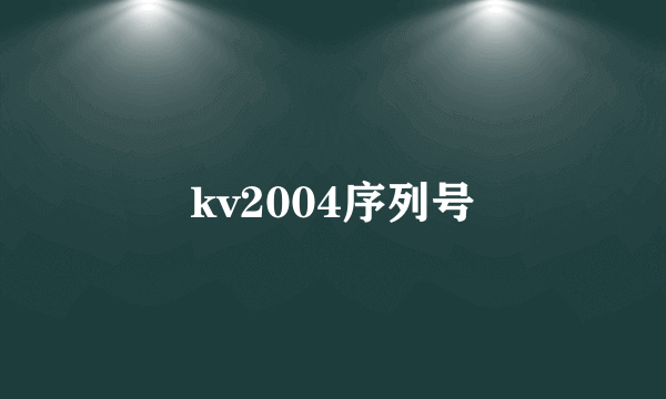 kv2004序列号