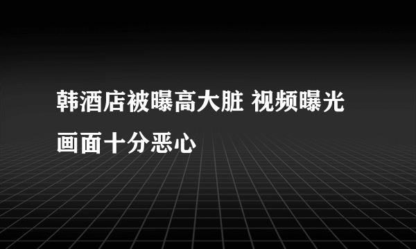 韩酒店被曝高大脏 视频曝光画面十分恶心