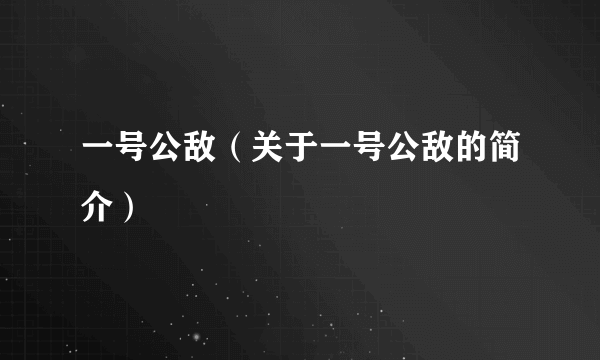 一号公敌（关于一号公敌的简介）