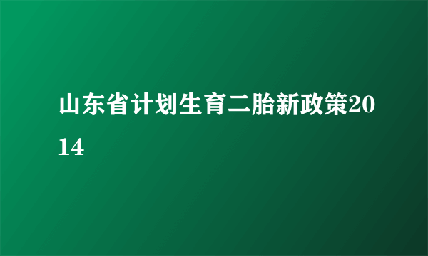 山东省计划生育二胎新政策2014