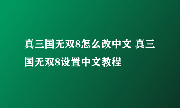 真三国无双8怎么改中文 真三国无双8设置中文教程