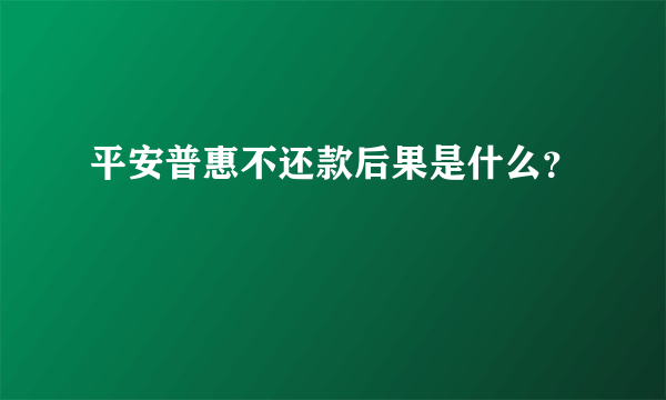 平安普惠不还款后果是什么？