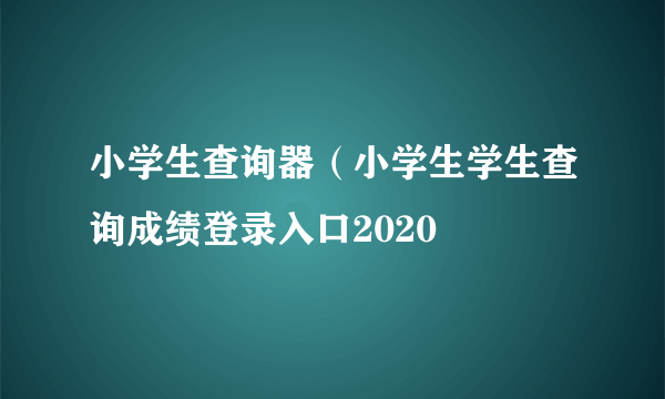 小学生查询器（小学生学生查询成绩登录入口2020