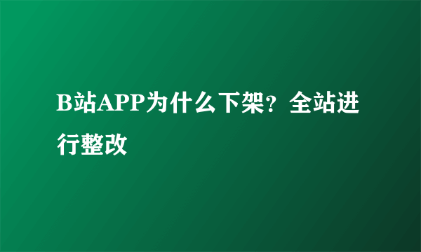 B站APP为什么下架？全站进行整改