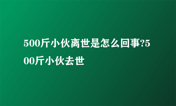 500斤小伙离世是怎么回事?500斤小伙去世