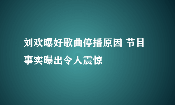 刘欢曝好歌曲停播原因 节目事实曝出令人震惊