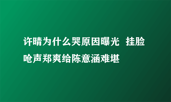 许晴为什么哭原因曝光  挂脸呛声郑爽给陈意涵难堪