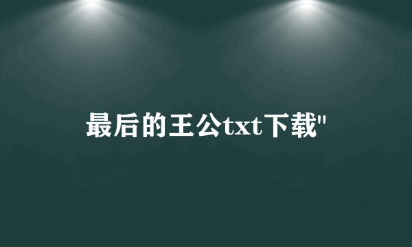 最后的王公txt下载