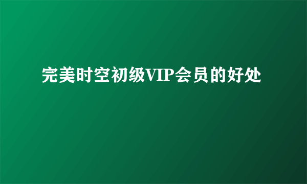 完美时空初级VIP会员的好处