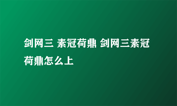 剑网三 素冠荷鼎 剑网三素冠荷鼎怎么上