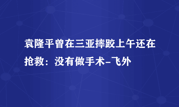 袁隆平曾在三亚摔跤上午还在抢救：没有做手术-飞外