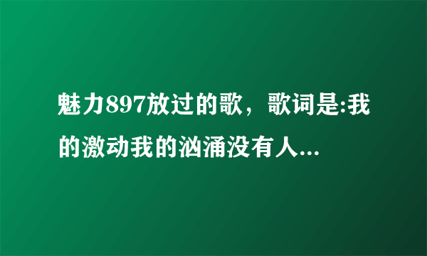 魅力897放过的歌，歌词是:我的激动我的汹涌没有人能懂，是女生唱的