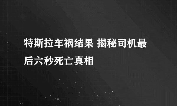 特斯拉车祸结果 揭秘司机最后六秒死亡真相