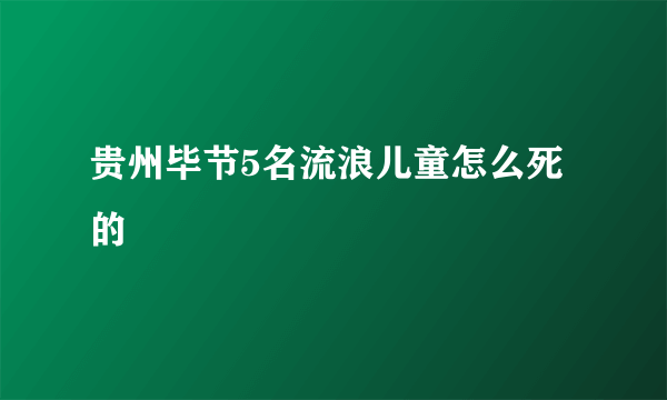 贵州毕节5名流浪儿童怎么死的