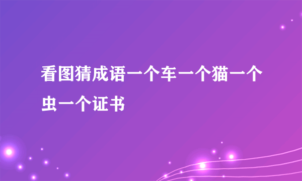 看图猜成语一个车一个猫一个虫一个证书