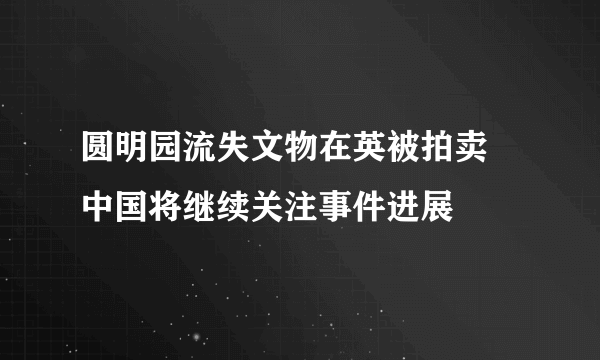 圆明园流失文物在英被拍卖 中国将继续关注事件进展