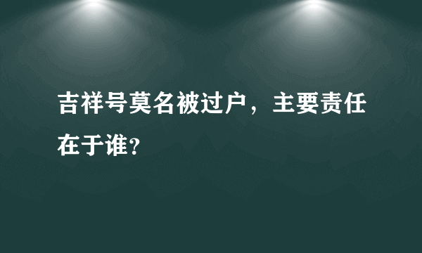 吉祥号莫名被过户，主要责任在于谁？