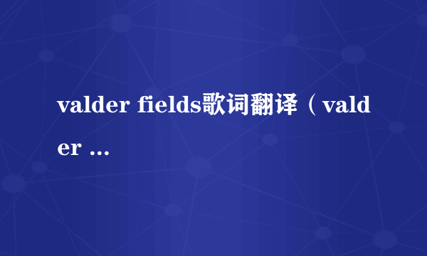 valder fields歌词翻译（valder fields中文歌词）