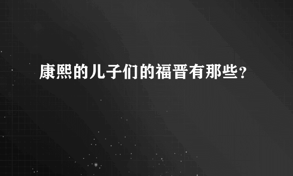 康熙的儿子们的福晋有那些？