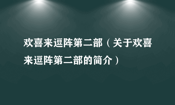 欢喜来逗阵第二部（关于欢喜来逗阵第二部的简介）