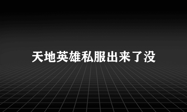 天地英雄私服出来了没