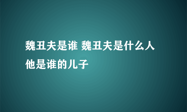 魏丑夫是谁 魏丑夫是什么人他是谁的儿子