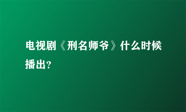 电视剧《刑名师爷》什么时候播出？