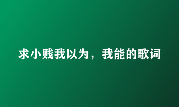 求小贱我以为，我能的歌词