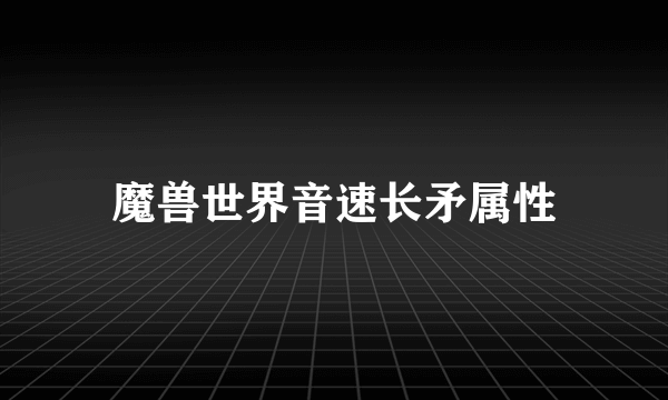 魔兽世界音速长矛属性