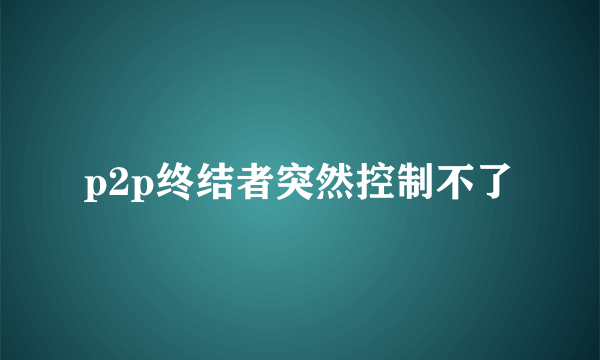 p2p终结者突然控制不了