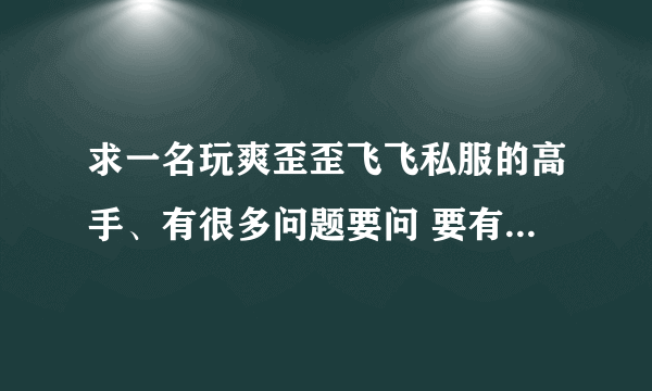 求一名玩爽歪歪飞飞私服的高手、有很多问题要问 要有耐心的！