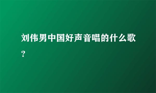 刘伟男中国好声音唱的什么歌？